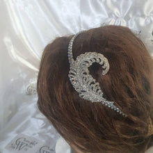 Load image into Gallery viewer, Crystal Vintage style 'Feather'  Wedding Hairband   Bridesmaid  hairpiece. Great Gatsby Vintage Glam Art Deco by Crystal wedding uk