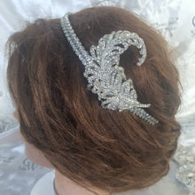Load image into Gallery viewer, Crystal Vintage style 'Feather'  Wedding Hairband   Bridesmaid  hairpiece. Great Gatsby Vintage Glam Art Deco by Crystal wedding uk