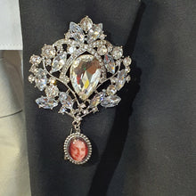Load image into Gallery viewer, Photo Wedding Charm Boutonniere, Personalised buttonhole, dress corsage, Silver brooch photo, Wedding Buttonhole Pin. by Crystal wedding uk