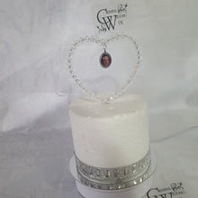 Load image into Gallery viewer, Photo Crystal heart cake topper by Crystal wedding uk
