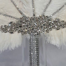 Load image into Gallery viewer, OFF WHITE Wedding feather fan, brides ostrich fan, wedding hand fan- custom made by Crystal wedding uk