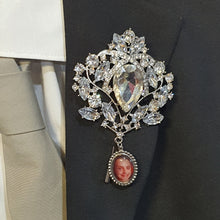 Load image into Gallery viewer, Photo Wedding Charm Boutonniere, Personalised buttonhole, dress corsage, Silver brooch photo, Wedding Buttonhole Pin. by Crystal wedding uk