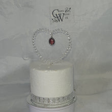 Load image into Gallery viewer, Photo Crystal heart cake topper by Crystal wedding uk