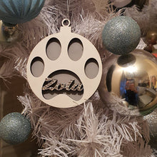 Load image into Gallery viewer, Personalised Wooden Dog Paw Christmas Decoration Hanging DOG Pawble made using Swarovski elements hanging tree decor By Crystal wedding uk
