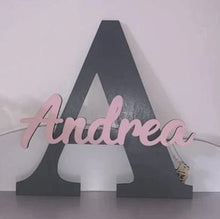 Load image into Gallery viewer, Custom wood name sign | Initial name sign | Girl Name Sign | Above crib sign | Baby shower gift | Layered Name Sign | Large name sign boy
