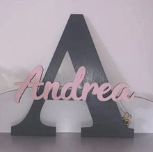 Load image into Gallery viewer, Custom wood name sign | Initial name sign | Girl Name Sign | Above crib sign | Baby shower gift | Layered Name Sign | Large name sign boy