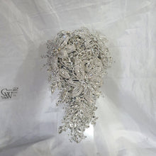 Load image into Gallery viewer, Diamante bouquet brooch Jewel rhinestone crystal wedding bouquet Crystal Bridal Bouquet, bling cascade Jewel bouquet by Crystal wedding uk
