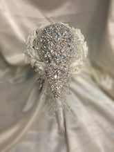 Load image into Gallery viewer, Crystal and rose brooch  bouquet