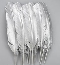 Load image into Gallery viewer, Wedding feather fan, SILVER OR GOLD brides ostrich fan, wedding hand fan, Great Gatsby any colour as custom made by Crystal wedding uk