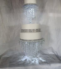 Load image into Gallery viewer, Chandelier cake stand [ crystal cake stand [ wedding cake stand + LED lights by Crystal wedding uk