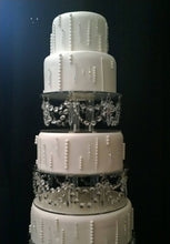 Load image into Gallery viewer, Crystal cake separator crystal drape +LED's, set of 2 sizes: 15cm 25cm  -6" 10"  by 3" TALL by Crystal wedding uk