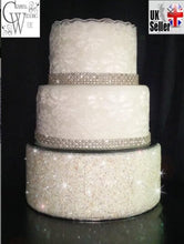 Load image into Gallery viewer, Crystal Diamante ENCRUSTED wedding cake stand - round or square by Crystal wedding uk