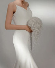 Load image into Gallery viewer, Pearl cascade bouquet , white pearls, ivory pearls by Crystal wedding uk