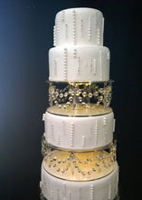 Load image into Gallery viewer, Crystal cake separator crystal drape +LED's, set of 2 sizes: 15cm 25cm  -6" 10"  by 3" TALL by Crystal wedding uk