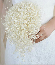 Load image into Gallery viewer, Pearl cascade bouquet , white pearls, ivory pearls by Crystal wedding uk