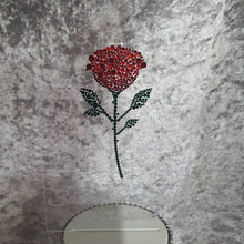 Load image into Gallery viewer, Crystal rose Cake topper - red rose design, Engraved Acrylic light-up by Crystal wedding uk
