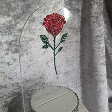 Load image into Gallery viewer, Crystal rose Cake topper - red rose design, Engraved Acrylic light-up by Crystal wedding uk
