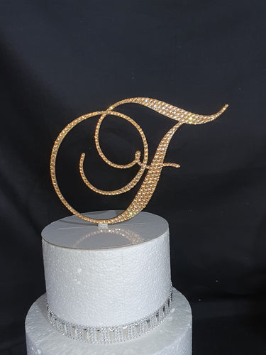 Crystal Letter cake topper monogram lnitials , gold rhinestone Cake Topper decor, Wedding rhinestone cake jewel letters decorations.