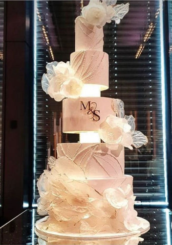LED cake separator, diffused/ frosted Light up wedding cake divider, cake spacer by Crystal wedding uk