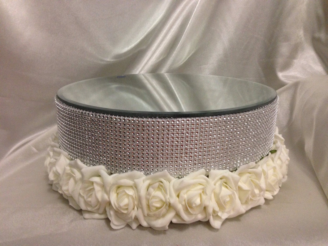 Wedding cake stand, Rose & rhinestone design cake, Premium glass crystal rhinestones.