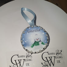 Load image into Gallery viewer, Personalised Christmas bauble, tree Decoration. first name hanging tree decor By Crystal Wedding UK