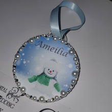 Load image into Gallery viewer, Personalised Christmas bauble, tree Decoration. first name hanging tree decor By Crystal Wedding UK