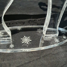 Load image into Gallery viewer, Personalised Reindeer Christmass decoration Plaque Family Name , acrylic ornament gift centrepiece, by Crystal wedding uk