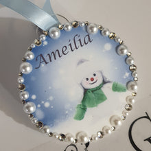 Load image into Gallery viewer, Personalised Christmas bauble, tree Decoration. first name hanging tree decor By Crystal Wedding UK