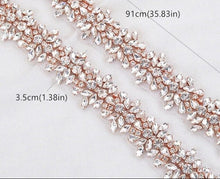 Load image into Gallery viewer, 1 yard sparkling SILVER GOLD or rosegold rhinestone embellishment chain trimming by Crystal Wedding UK
