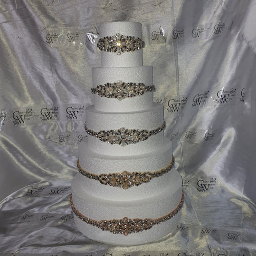 CAKE BROOCH crystal rhinestone & pearl cake decoration 1 yard - Silver or Gold by Crystal Wedding UK