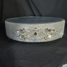 Load image into Gallery viewer, Rhinestone crystals silver cake stand, wedding cake stand, round by Crystal wedding uk
