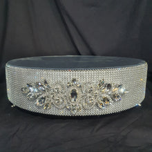 Load image into Gallery viewer, Rhinestone crystals silver cake stand, wedding cake stand, round by Crystal wedding uk
