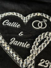 Load image into Gallery viewer, Personalised Crystal heart Cake topper 6&#39;&#39; [ Entwined hearts - personalised cake topper [ bling cake topper [ rhinestone cake topper
