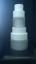 Load image into Gallery viewer, Faux Crystal Diamante wedding cake stand set of 2 with lights