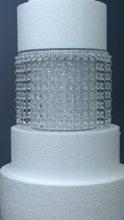 Load image into Gallery viewer, Faux Crystal Diamante wedding cake stand set of 2 with lights