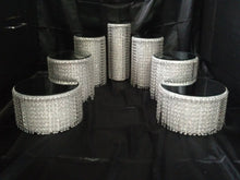Load image into Gallery viewer, set of 7 Crystal cake stands ascending style design wedding cake stands by Crystal wedding uk