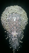Load image into Gallery viewer, Pearl cascade brooch bridal wedding bouquet 6" x 12"