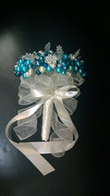 Load image into Gallery viewer, Pearl and crystal wedding bouquet & boutonniere flower girl wand many colours