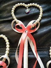 Load image into Gallery viewer, ivory Pearl heart flower girl wand, bridesmaid wand. by Crystal wedding uk