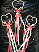 Load image into Gallery viewer, ivory Pearl heart flower girl wand, bridesmaid wand. by Crystal wedding uk