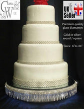 Load image into Gallery viewer, Diamante cake stand,  rhinestone tassel design by Crystal wedding uk
