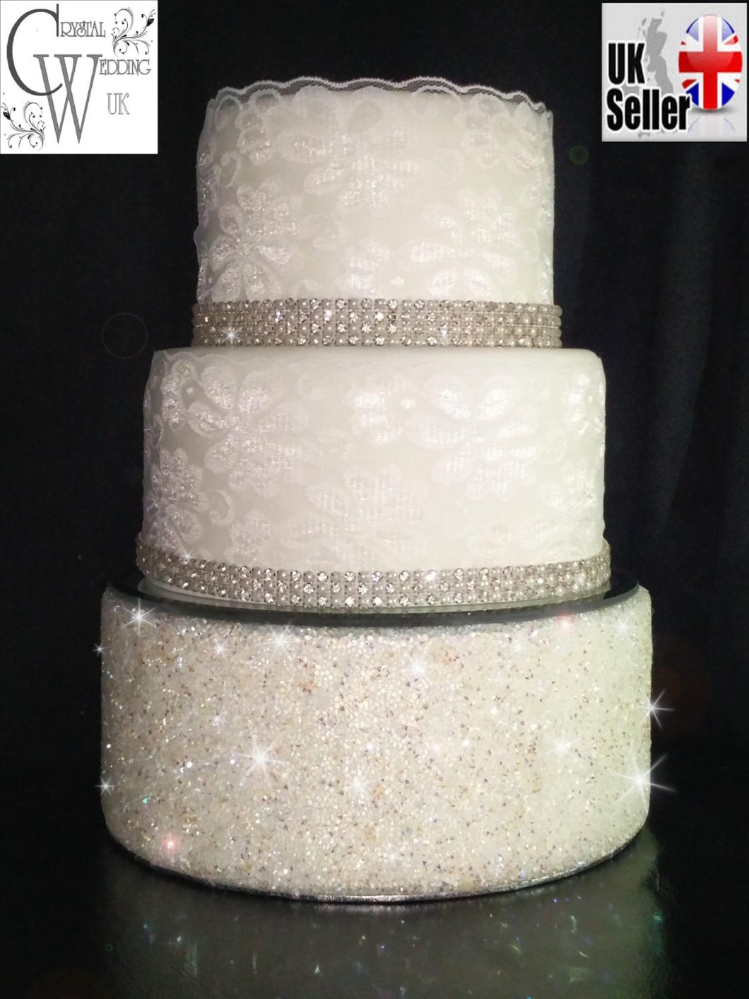 Crystal Diamante ENCRUSTED resin crystal wedding cake stand - round or square by Crystal wedding uk