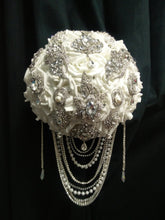Load image into Gallery viewer, Crystal Brooch and Pearl drape bouquet by Crystal wedding uk
