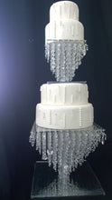 Load image into Gallery viewer, Crystal Chandelier Cake Stand Set 2 Tier Wedding Cake Separator, Clear Glass Crystal Cake Display, Luxury Wedding Cake Stand
