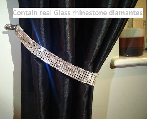 Pair (x2) Of Diamante Rhinestone Crystal Tie Backs Curtains & Voiles REAL STONES by Crystal wedding uk