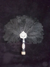 Load image into Gallery viewer, Ostrich Feather Fan. 12&quot; bouquet luxury alternative Bouquet Great Gatsby wedding style -ANY COLOUR by Crystal wedding uk
