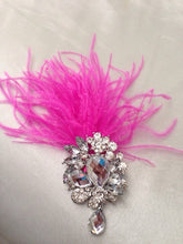 Load image into Gallery viewer, Ostrich Feather buttonhole Boutonnière -ANY COLOUR Artificial buttonhole by Crystal wedding uk
