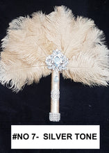 Load image into Gallery viewer, Ostrich Feather Fan. 12&quot; bouquet luxury alternative Bouquet Great Gatsby wedding style -ANY COLOUR by Crystal wedding uk
