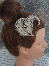 Load image into Gallery viewer, Crystal Vintage style &#39;Feather&#39; Wedding Hair Slide Bride Bridesmaid hair clip Great Gatsby Vintage Glam Art Deco by Crystal wedding uk
