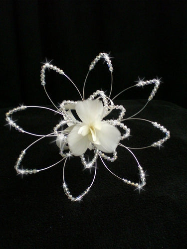 Wedding bouquet with Crystal Lotus flower wire and feather petals Alternative bridal flowers by Crystal wedding uk